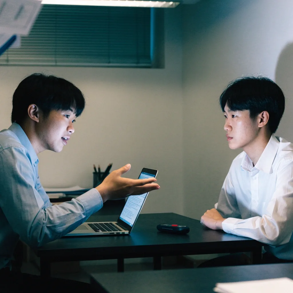 회의 녹음을 재생하며 화자 구분 결과를 함께 확인하는 장면